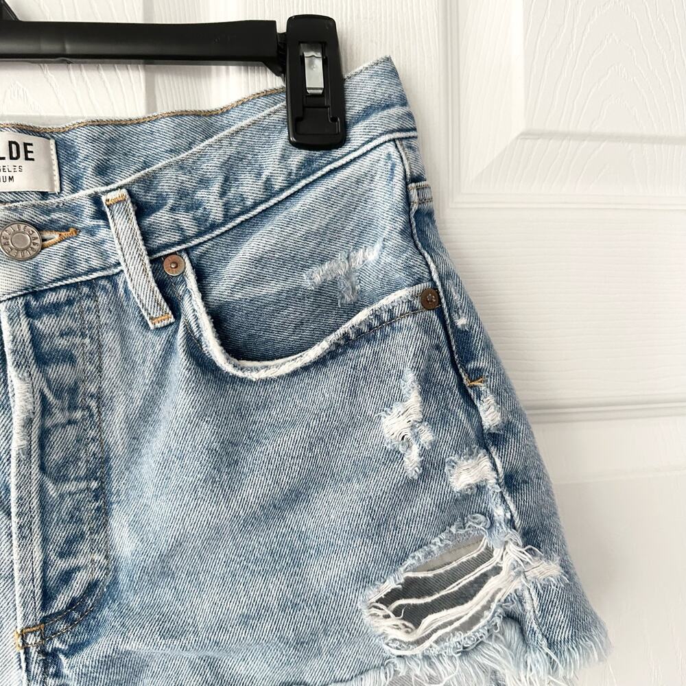 Agolde Parker Vintage Distressed Cut Off Denim Shorts in Swapmeet 26 - Picture 13 of 14